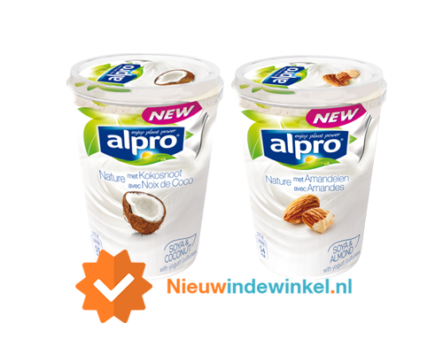 Alpro Naturel yoghurt Amandel en naturel yoghurt kokosnoot yoghurt nieuwindewinkel.nl