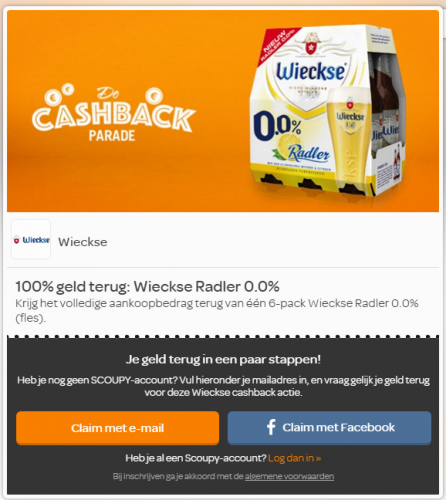 Wieckse Radler 0.0 cashback actie t/m 28 juni 2015